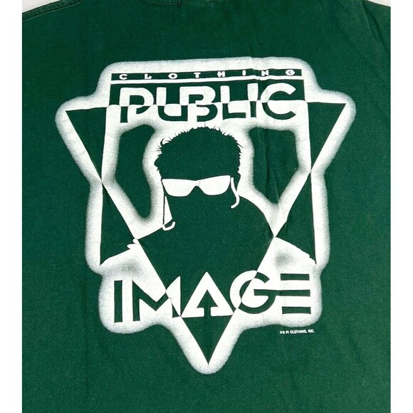 Public Image Vintage Green Single Stitch T Shirt USA Made Crew Neck Mens Size XL - Picture 3 of 8